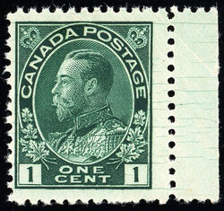 King George V - Deep Blue Green - Hairlines Canada Postage Stamp