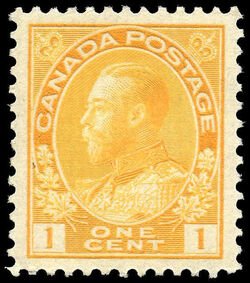 King George V - Orange Yellow - Dry Printing - Die II - Serif 1 Canada Postage Stamp