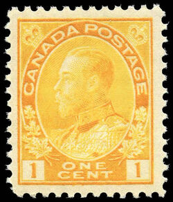 King George V - Lemon Yellow - Wet Printing - Die I - San Serif 1 Canada Postage Stamp