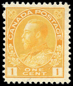 King George V - Pale Yellow - Dry Printing - Die II - Serif 1 Canada Postage Stamp
