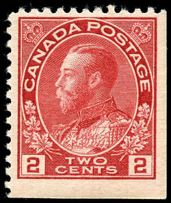 King George V - Carmine - Booklet Single - Horizontal Wove Paper Canada Postage Stamp
