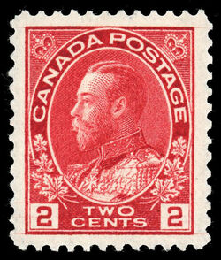 King George V - Deep Rose Carmine - Hairlines Canada Postage Stamp