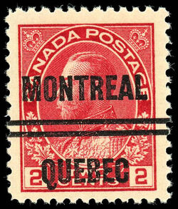 King George V - Carmine - Precanceled Canada Postage Stamp