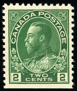 King George V - Yellow Green - Booklet Single Canada Postage Stamp