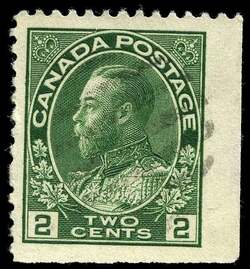 King George V - Yellow Green - Booklet Single - Dry Printing Canada Postage Stamp