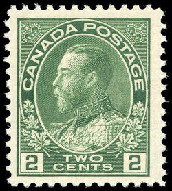 King George V - Deep Green - Wet Printing Canada Postage Stamp