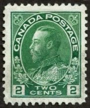 King George V - Yellow Green - Precanceled Canada Postage Stamp