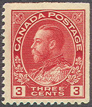 King George V - Carmine - Booklet Single Canada Postage Stamp