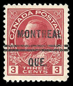 King George V - Carmine - Precanceled Canada Postage Stamp