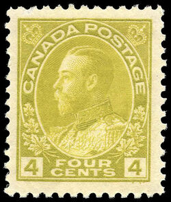 King George V - Olive Yellow - Wet Printing Canada Postage Stamp