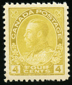 King George V - Golden Yellow - Wet Printing Canada Postage Stamp