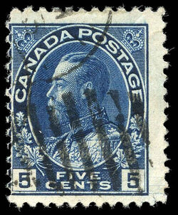King George V - Dark Blue - Hairlines Canada Postage Stamp