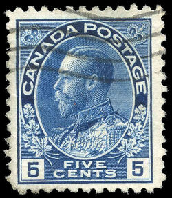 King George V - Dark Blue - Redrawn Vertical Line In Upper Right Spandrel Canada Postage Stamp