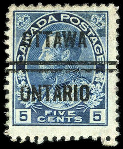 King George V - Dark Blue - Precanceled Canada Postage Stamp