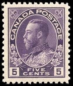 King George V - Violet - Wet Printing - Thin Paper Canada Postage Stamp