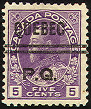 King George V - Violet - Precanceled Canada Postage Stamp
