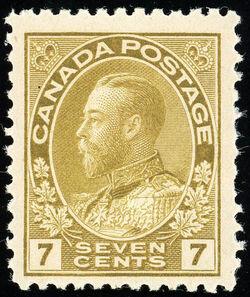 King George V - Straw - First Printing Canada Postage Stamp