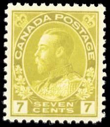King George V - Greenish Yellow Canada Postage Stamp