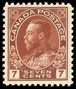 King George V - Red Brown - Wet Printing Canada Postage Stamp