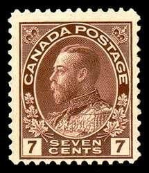 King George V - Red Brown - Dry Printing - Thin Paper Canada Postage Stamp