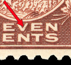 King George V - Red Brown - Diagonal Line in V of SEVEN Canada Postage Stamp