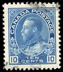 King George V - Blue - Horizontal Wove Paper Canada Postage Stamp