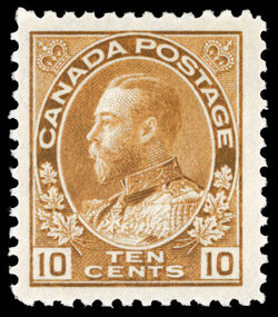 King George V - Yellow Brown - Dry Printing Canada Postage Stamp