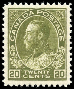King George V - Sage Green - Wet Printing Canada Postage Stamp