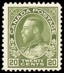 King George V - Grey Green - Wet Printing Canada Postage Stamp