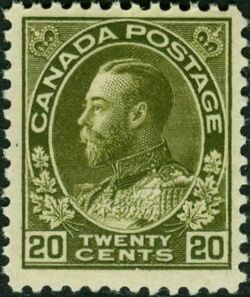 King George V - Olive Green - Precanceled Canada Postage Stamp