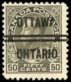King George V - Black Brown - Precanceled Canada Postage Stamp