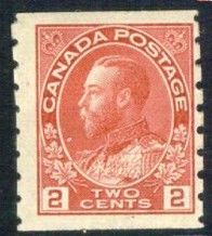 King George V - Rose Red - Horizontal Imperforate - Paste-up Pair Canada Postage Stamp