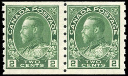 King George V - Green - Horizontal Imperforate - Dry Printing - Hairlines Canada Postage Stamp