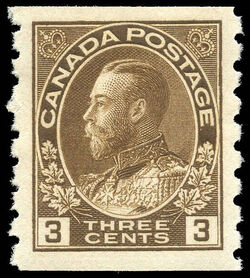 King George V - Yellow Brown - Horizontal Imperforate Canada Postage Stamp