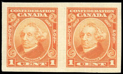 Sir John A. MacDonald - Orange - Imperforate Pair Canada Postage Stamp | Confederation, 1867-1927