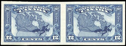 Map of Canada - Dark Blue - Imperforate Pair Canada Postage Stamp | Confederation, 1867-1927