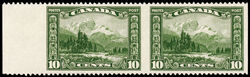 Mount Hurd And The Spesanish (Half-Bear Den) Totem Pole - Green - Vertical Imperforate Pair Canada Postage Stamp