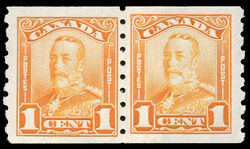 King George V - Orange - Paste-up Pair Canada Postage Stamp