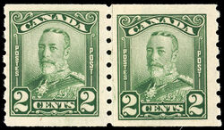 King George V - Green - Paste-up Pair Canada Postage Stamp