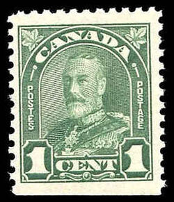 King George V - Deep Green - Die II - Booklet Single Canada Postage Stamp