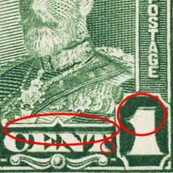 King George V - Deep Green - Major Re-entry in Right 1 Canada Postage Stamp
