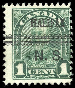 King George V - Deep Green - Die II - Precanceled Canada Postage Stamp