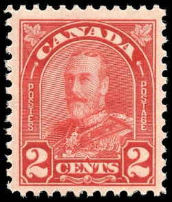King George V - Deep Red - Die II Canada Postage Stamp
