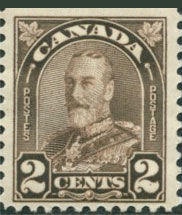 King George V - Dark Brown - Die II - Booklet Single Canada Postage Stamp