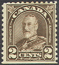 King George V - Dark Brown - Die I - Booklet Single Canada Postage Stamp