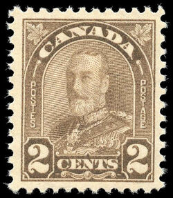 King George V - Pale Yellow Brown Canada Postage Stamp