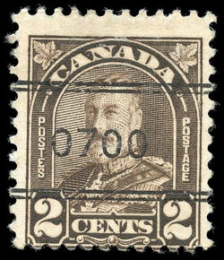 King George V - Dark Brown - Die I - Precanceled Canada Postage Stamp
