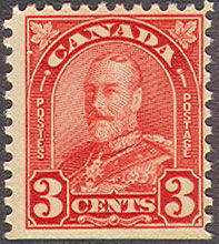 King George V - Deep Red - Booklet Single Canada Postage Stamp