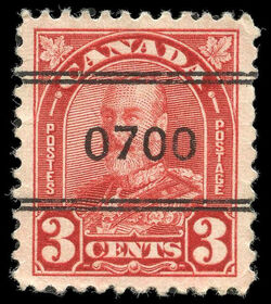 King George V - Deep Red - Precanceled Canada Postage Stamp