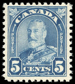 King George V - Milky Blue Canada Postage Stamp